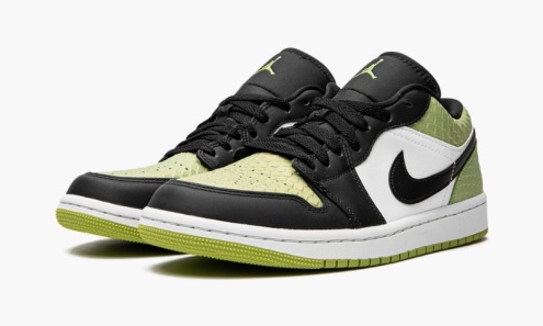 Wmns Air Jordan Greece 1 Low Se Vivid Green Snakeskin