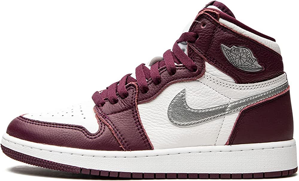 Air Jordan Greece 1 Mid Se Red Quilt Youth Av5174 600 Bordeaux-white Silver