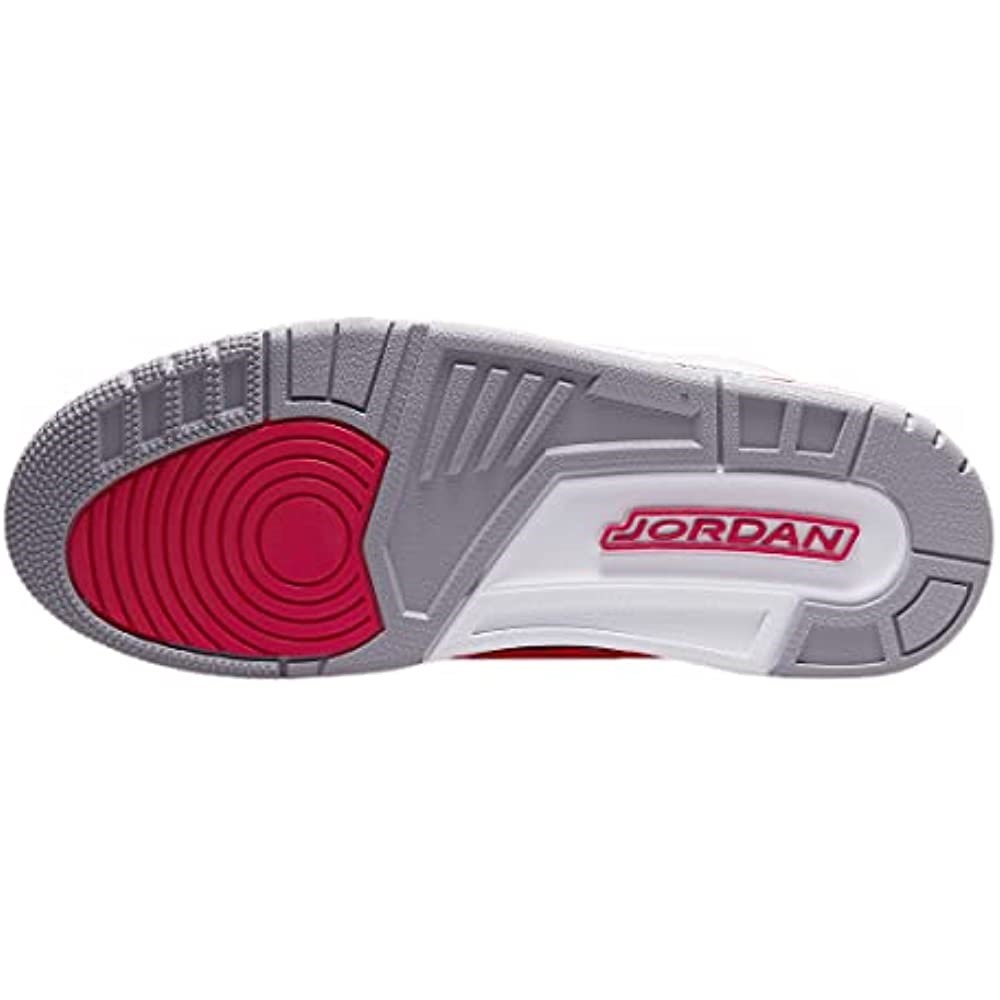 Air Jordan Greece Men Air Jordan Greece 3 ρετρό δερμάτινα συνθετικά παπούτσια λευκό-ελαφρύ κάρυ-καρδινάλιο κόκκινο