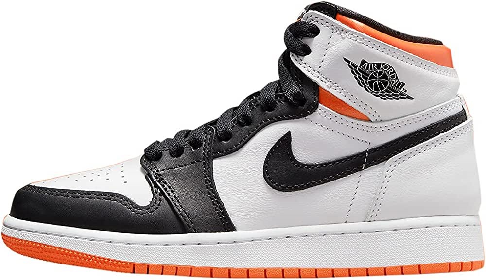 μεγάλα παιδιά Air Jordan Greece 1 ρετρό ψηλό Og μαύρο-άσπρο-ηλεκτροπορτοκαλί