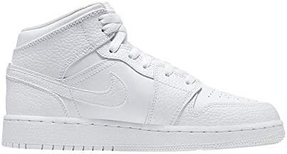 Nike Boys Greece Air Jordan 1 Mid Gs Sneaker λευκό-λευκό 7 μεγάλα παιδιά