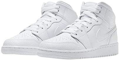 Nike Boys Greece Air Jordan 1 Mid Gs Sneaker λευκό-λευκό 7 μεγάλα παιδιά