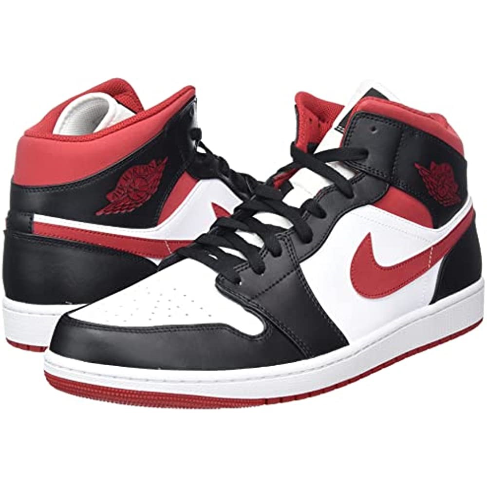 Nike Men Air Jordan Greece 1 μεσαίο Sneaker ενηλίκων λευκό-κόκκινο-μαύρο